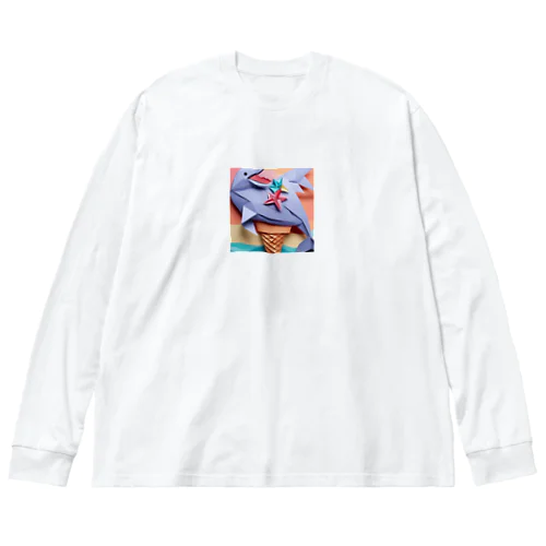 ice meets オリガミイルカ ビッグシルエットロングスリーブTシャツ