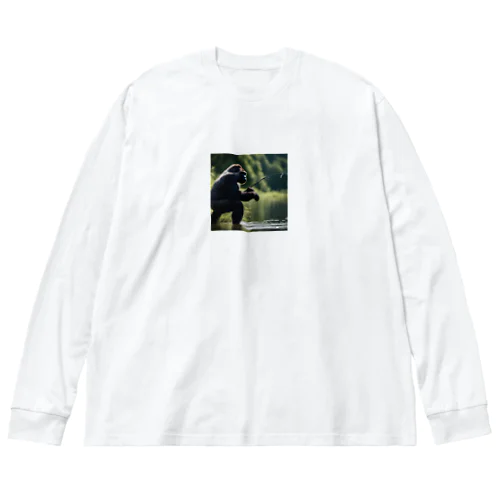 釣りをするゴリラ Big Long Sleeve T-Shirt