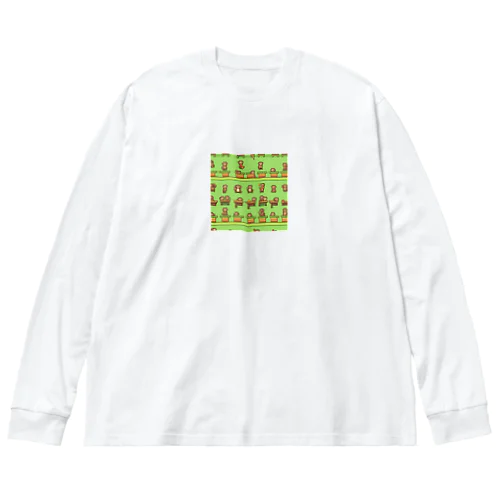 フルーツバーを食べる猿 ビッグシルエットロングスリーブTシャツ