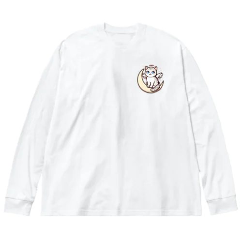 三日月に乗った天使猫 Big Long Sleeve T-Shirt