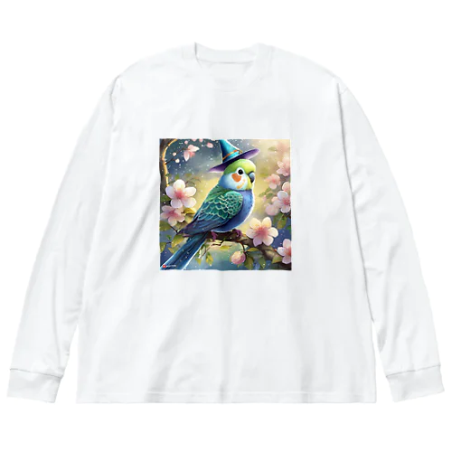 魔女っ子セキセイインコちゃん ビッグシルエットロングスリーブTシャツ