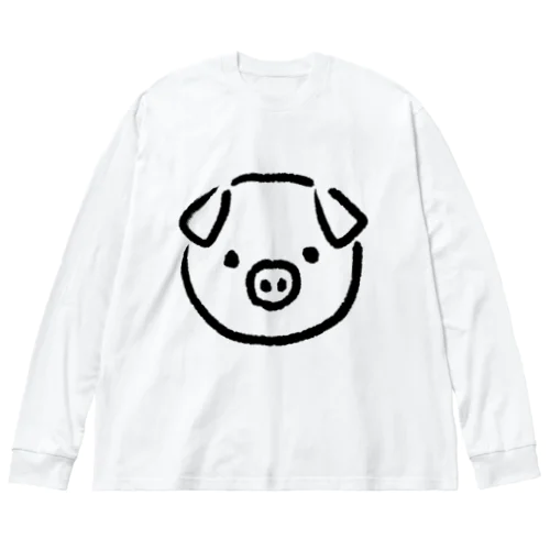 手書きの豚さん Big Long Sleeve T-Shirt