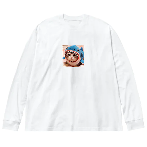 鮫の着ぐるみを着た猫 Big Long Sleeve T-Shirt