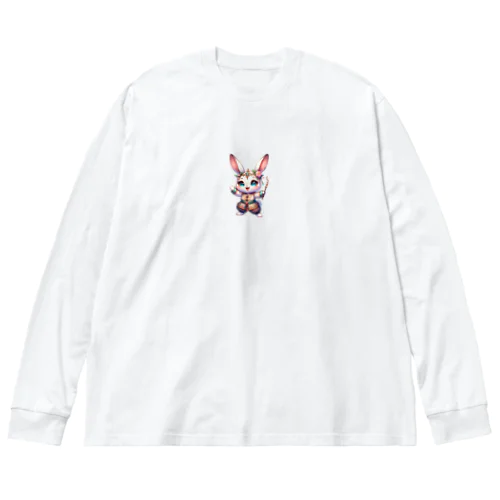 ブルーの瞳がかわいい　うさぴ ビッグシルエットロングスリーブTシャツ