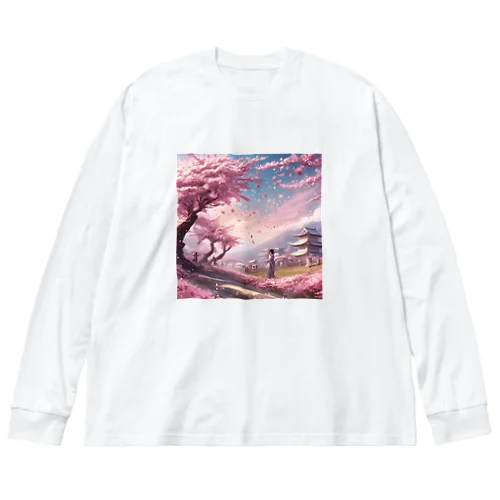 舞い散る桜 ビッグシルエットロングスリーブTシャツ