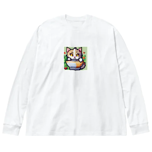 マグカップかくれんぼ猫 ビッグシルエットロングスリーブTシャツ