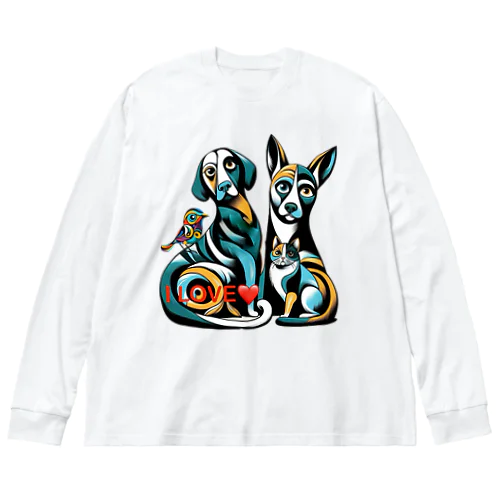 カラフルアニマルの家族 Big Long Sleeve T-Shirt