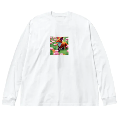 お花畑×きつね ビッグシルエットロングスリーブTシャツ