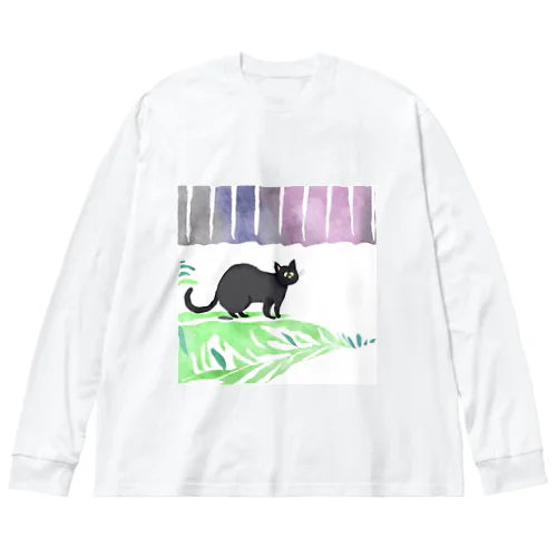 なんか抜けてる黒猫 ビッグシルエットロングスリーブTシャツ