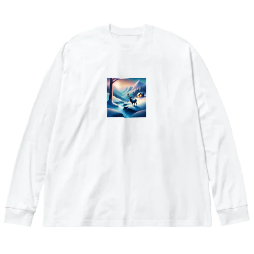 極光の冬景色とトナカイ Big Long Sleeve T-Shirt