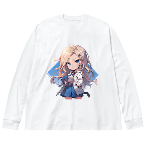 金髪ちびキャラ美少女 ビッグシルエットロングスリーブTシャツ