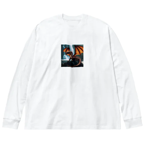 滝のそばで涼んでいる龍 Big Long Sleeve T-Shirt