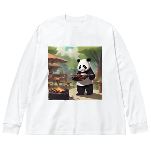 「食欲をそそるパンダが食事を運びます！」 Big Long Sleeve T-Shirt