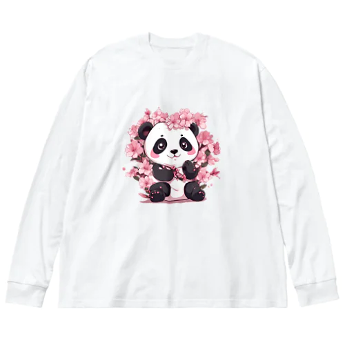 満開桜とパンダ ビッグシルエットロングスリーブTシャツ