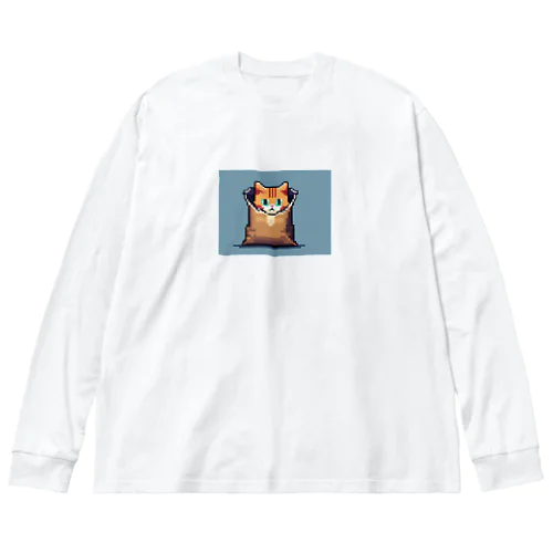 ドット絵の猫 ビッグシルエットロングスリーブTシャツ