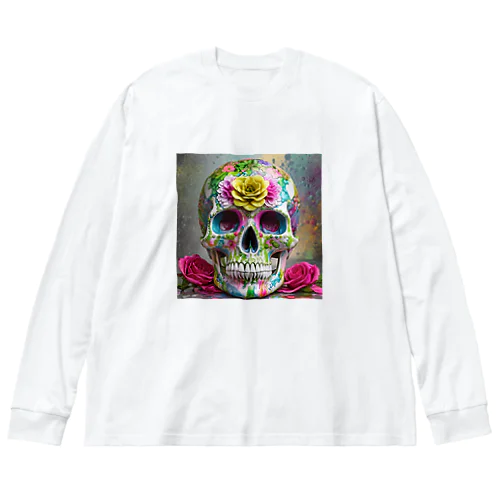 カラフル​な​ペイント骸骨 Big Long Sleeve T-Shirt