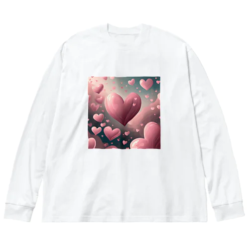 ピンクハート ビッグシルエットロングスリーブTシャツ