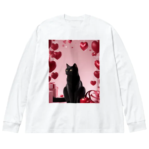 クロネコとハート Big Long Sleeve T-Shirt