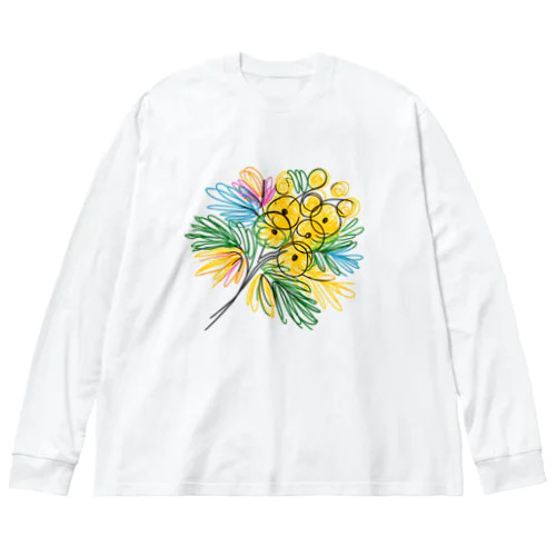 鮮やかなカラフルなミモザの花束 Big Long Sleeve T-Shirt
