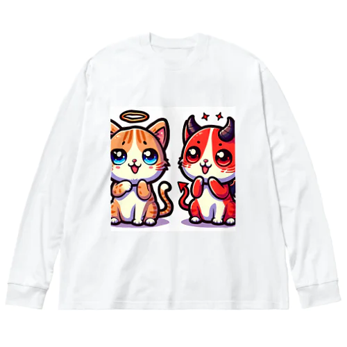 ☆天使猫☆悪魔猫☆ ビッグシルエットロングスリーブTシャツ