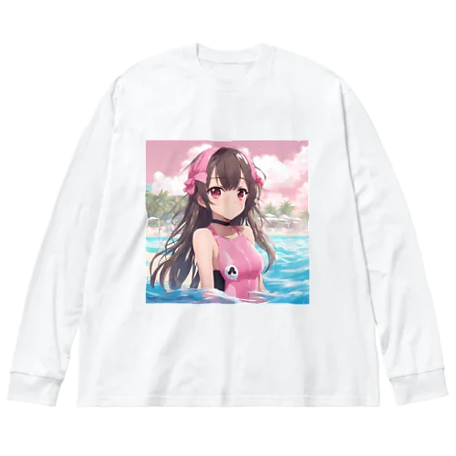 海ビーチ水着子さん ビッグシルエットロングスリーブTシャツ