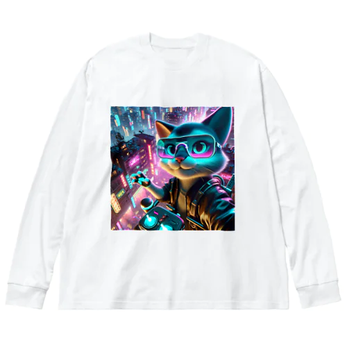 疾走するサイバースペースで、クールなにゃんこたちが都市を舞台に華麗に活躍！ Big Long Sleeve T-Shirt