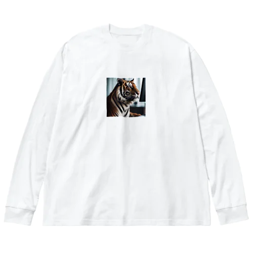 パソコンを使っているトラ Big Long Sleeve T-Shirt