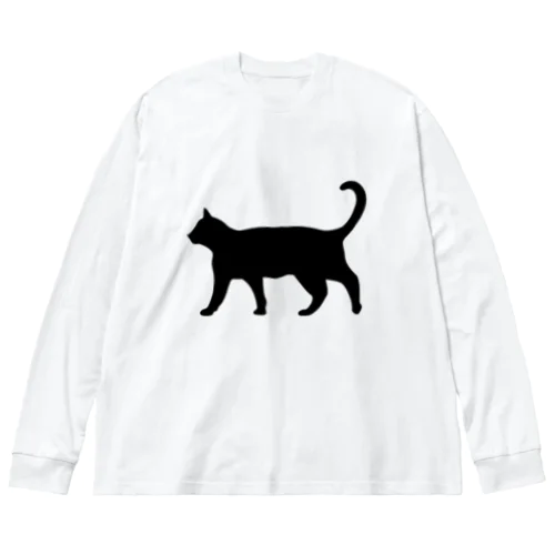 黒猫は見ていた　ねこ ビッグシルエットロングスリーブTシャツ