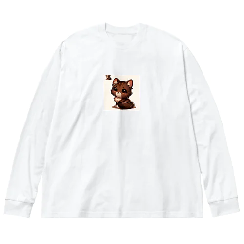 子猫イラスト ビッグシルエットロングスリーブTシャツ