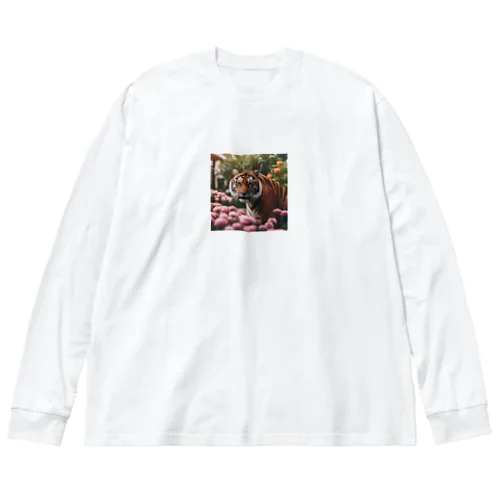 花を植えているトラ Big Long Sleeve T-Shirt