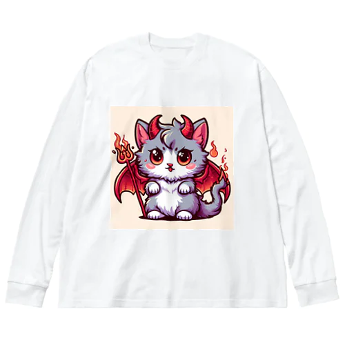 炎系悪魔にゃんこ ビッグシルエットロングスリーブTシャツ