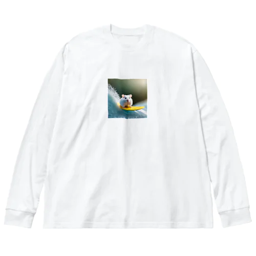 サーフィンをする白いハムスター Big Long Sleeve T-Shirt