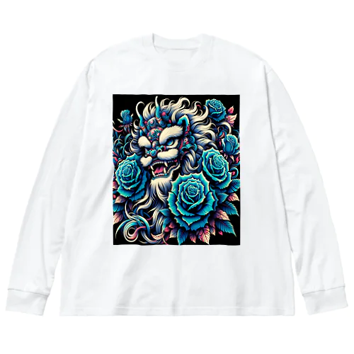 獅子舞と青い薔薇 ビッグシルエットロングスリーブTシャツ