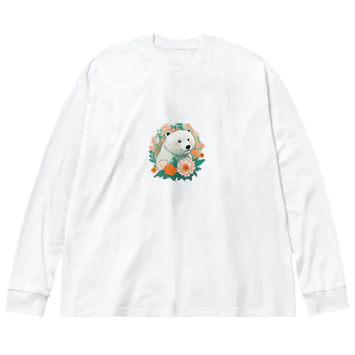 花に囲まれている白くま Big Long Sleeve T-Shirt