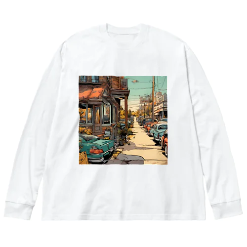 American Comic City Landscape 3 ビッグシルエットロングスリーブTシャツ