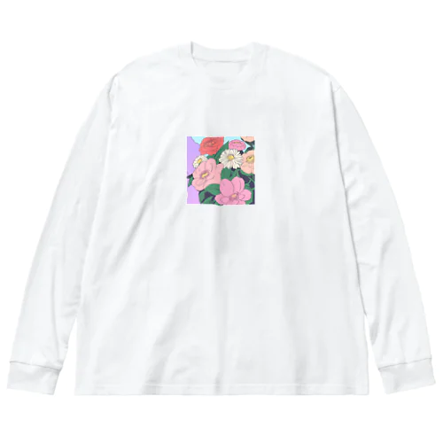 花に囲まれた日常 ビッグシルエットロングスリーブTシャツ