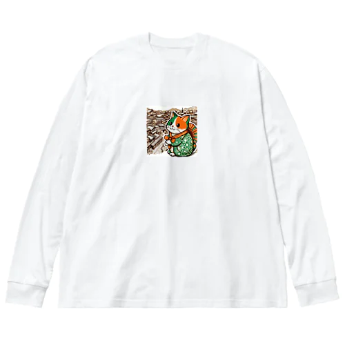 おのぼり猫ベエ ビッグシルエットロングスリーブTシャツ