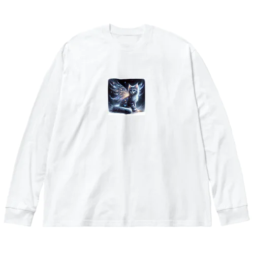 星空の舞、夜を守る猫 Big Long Sleeve T-Shirt