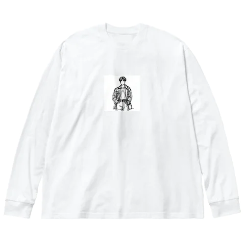 線画の人 ビッグシルエットロングスリーブTシャツ