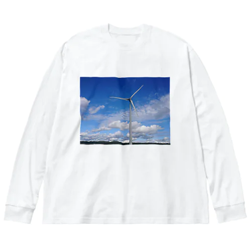 青い空と風車 ビッグシルエットロングスリーブTシャツ