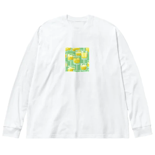 ドット絵のさわやかレモンサワー ビッグシルエットロングスリーブTシャツ