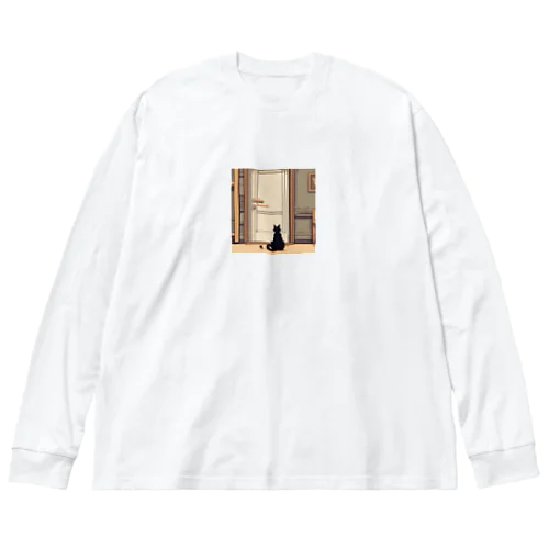 ドアの前で待っている猫 Big Long Sleeve T-Shirt