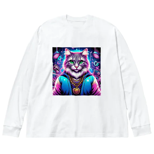 イケ猫DJ ビッグシルエットロングスリーブTシャツ