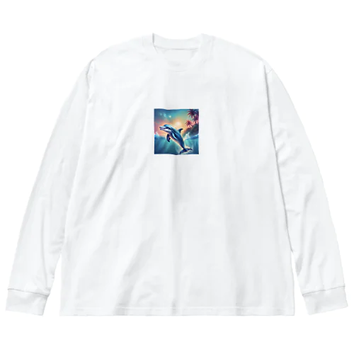 水面を跳ねるイルカ Big Long Sleeve T-Shirt