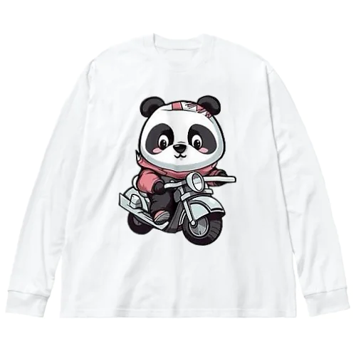 Cute bike and panda-chan ビッグシルエットロングスリーブTシャツ