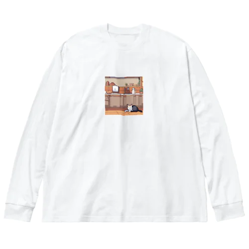 カウンターの上で眠っている猫 Big Long Sleeve T-Shirt