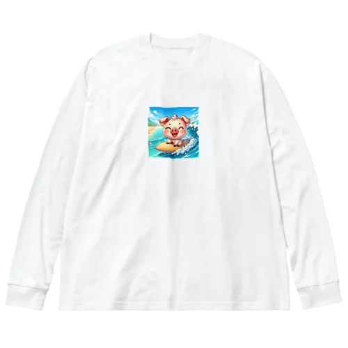 ブタ　In ハワイ ビッグシルエットロングスリーブTシャツ