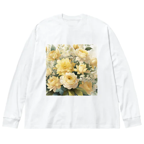 ペールイエローテーマの花束 ビッグシルエットロングスリーブTシャツ