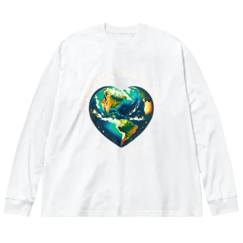 地球の日　Earth day エコ　地球　ハート ビッグシルエットロングスリーブTシャツ