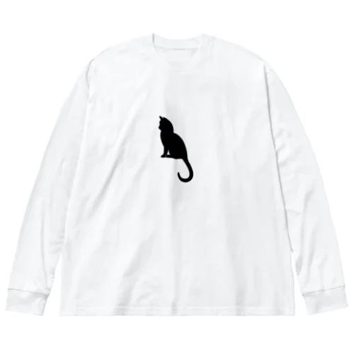 猫　ワンポイント ビッグシルエットロングスリーブTシャツ